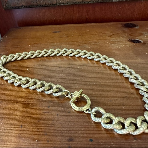 Givenchy Vintage Textured Gold Braid Heavy Curb Chain Choker Designer Stamp - Picture 8 of 16